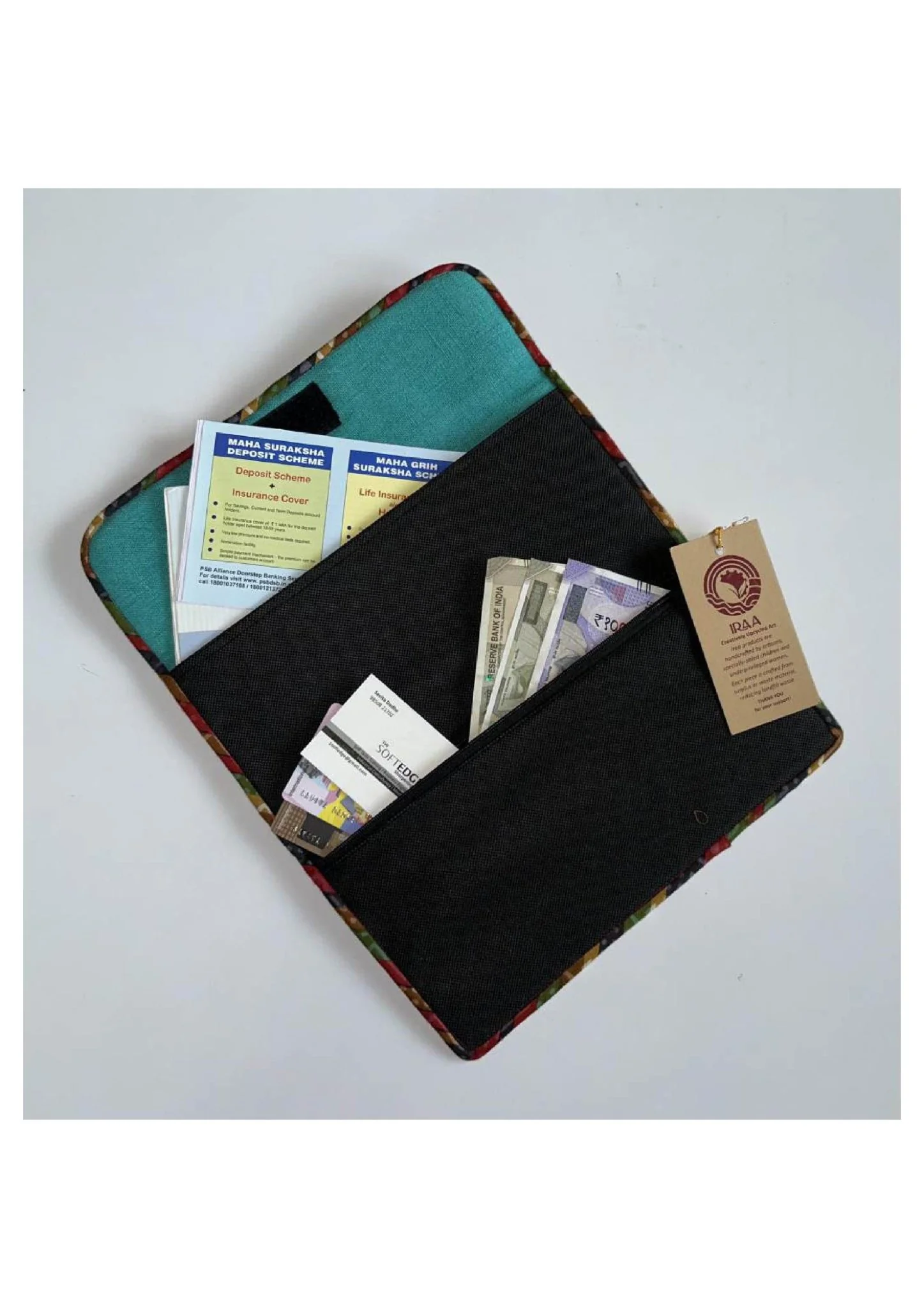 Upcycled Travel Wallet | Eco-Friendly Organizer for Cards & Currency