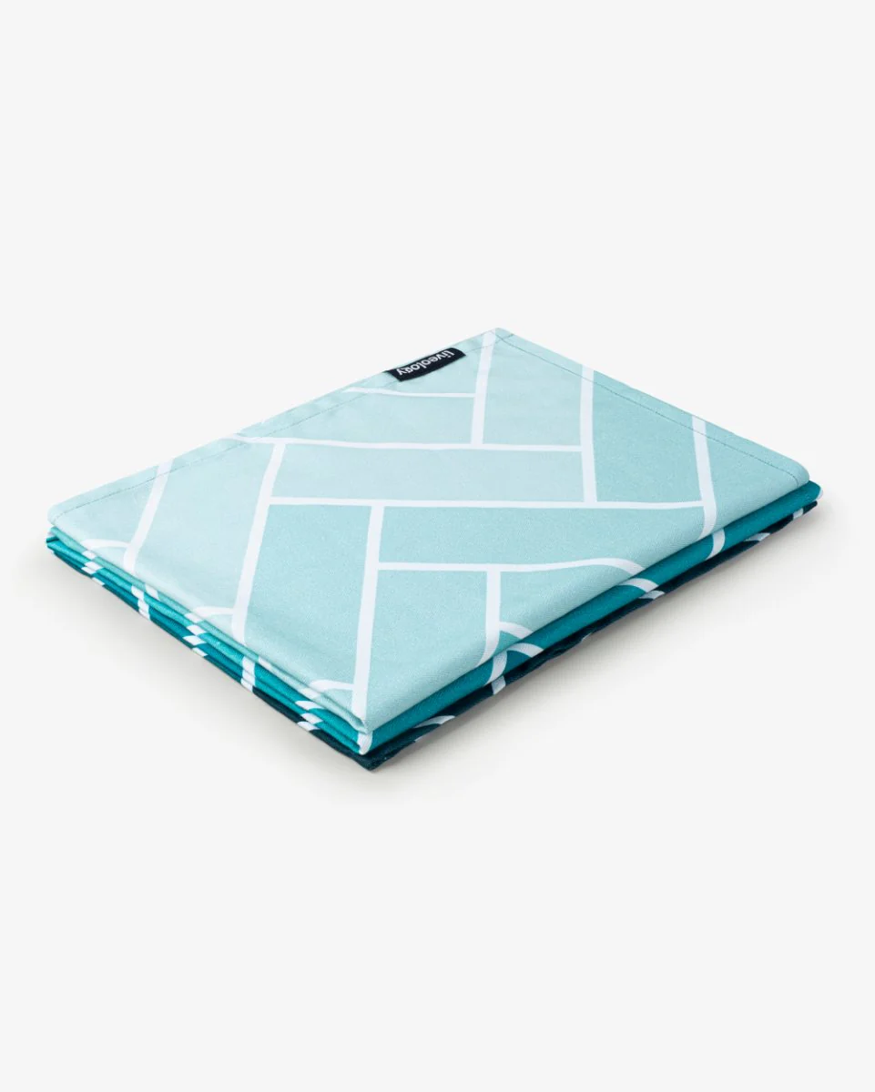 Bamboo & Cotton Blend Printed Bath Towels | Herringbone Aqua - Image 5