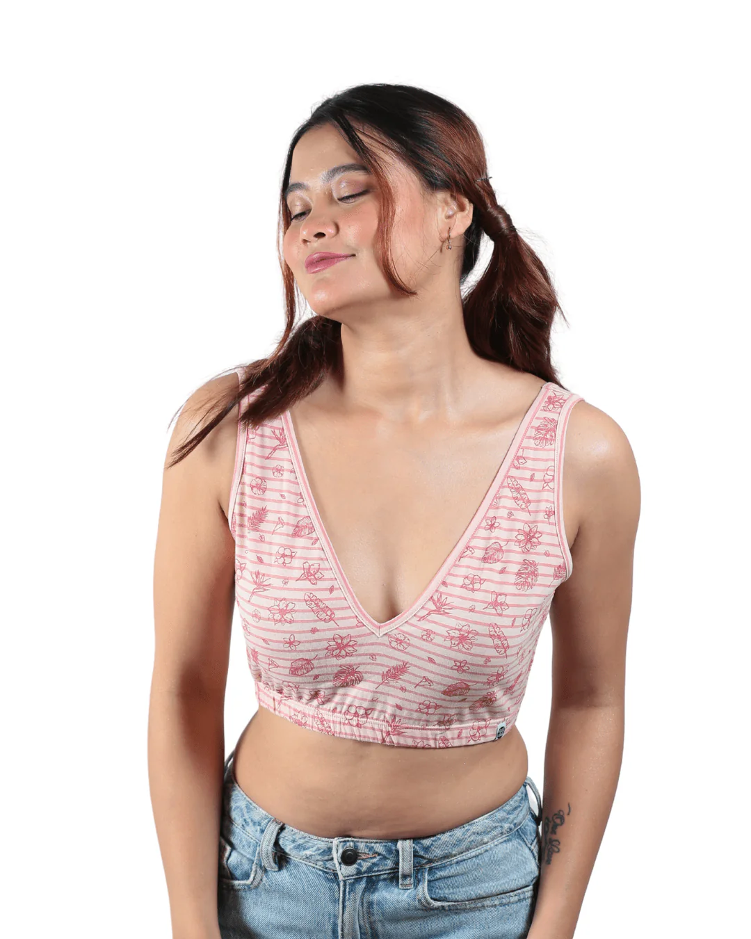 Hibiscus Deep V Cotton Bralette - Image 8