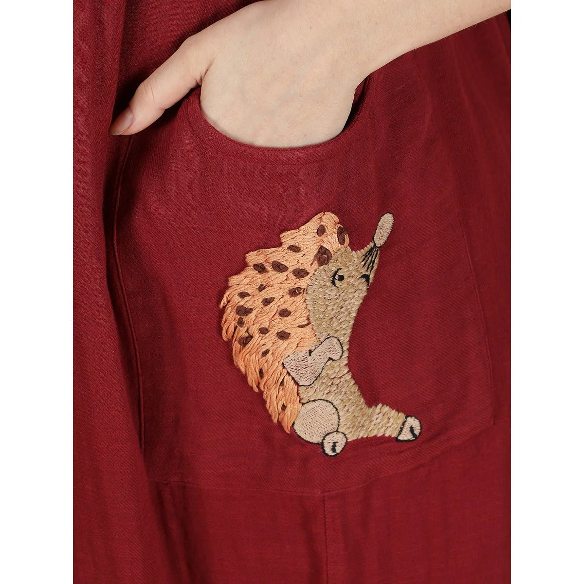 Red Hopping Hedgehog Dress Mama | Cotton Maternity Dress - Image 4