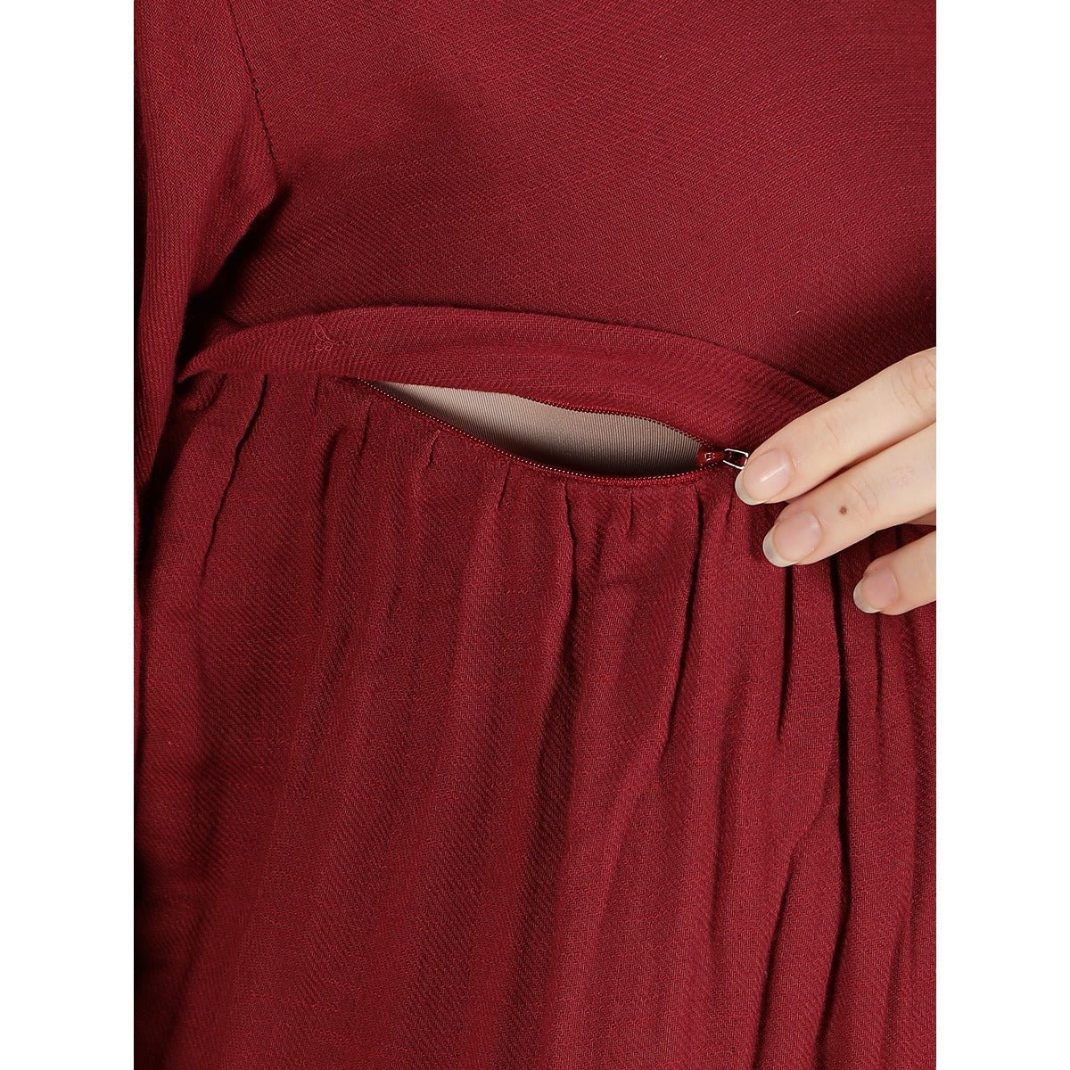 Red Hopping Hedgehog Dress Mama | Cotton Maternity Dress - Image 5