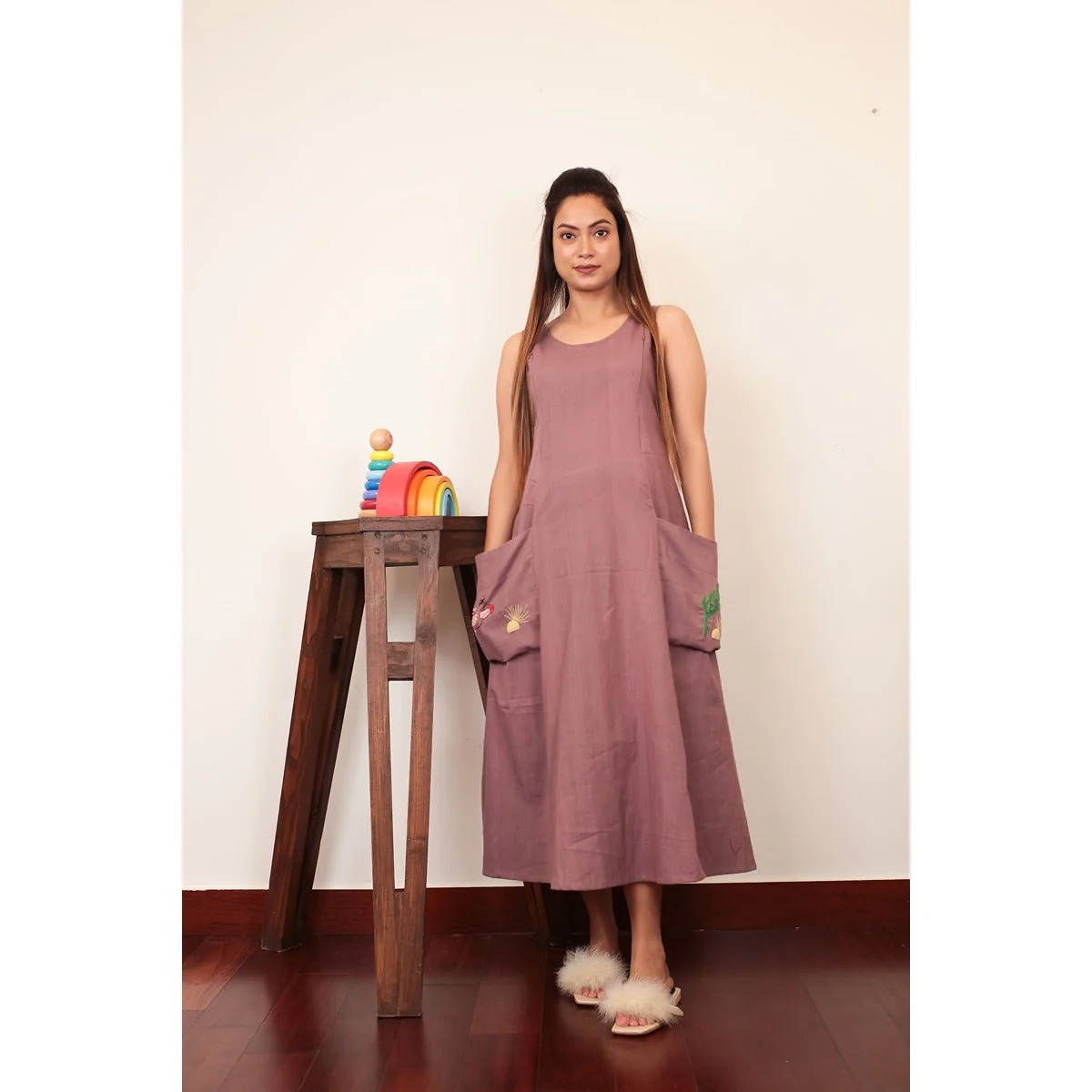 Hopping Hedgehog Dress Mama | Cotton Maternity Wear for Pregnancy