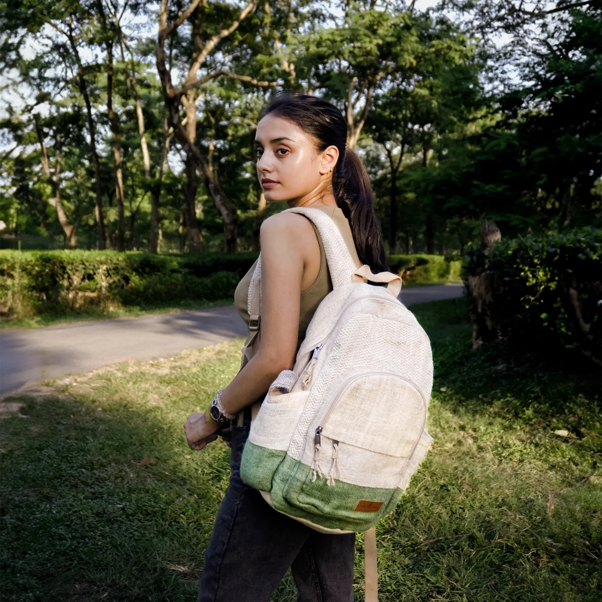 Ikigai White Hemp & Cotton Shoulder Bag | Eco Friendly Casual Bag - Image 17