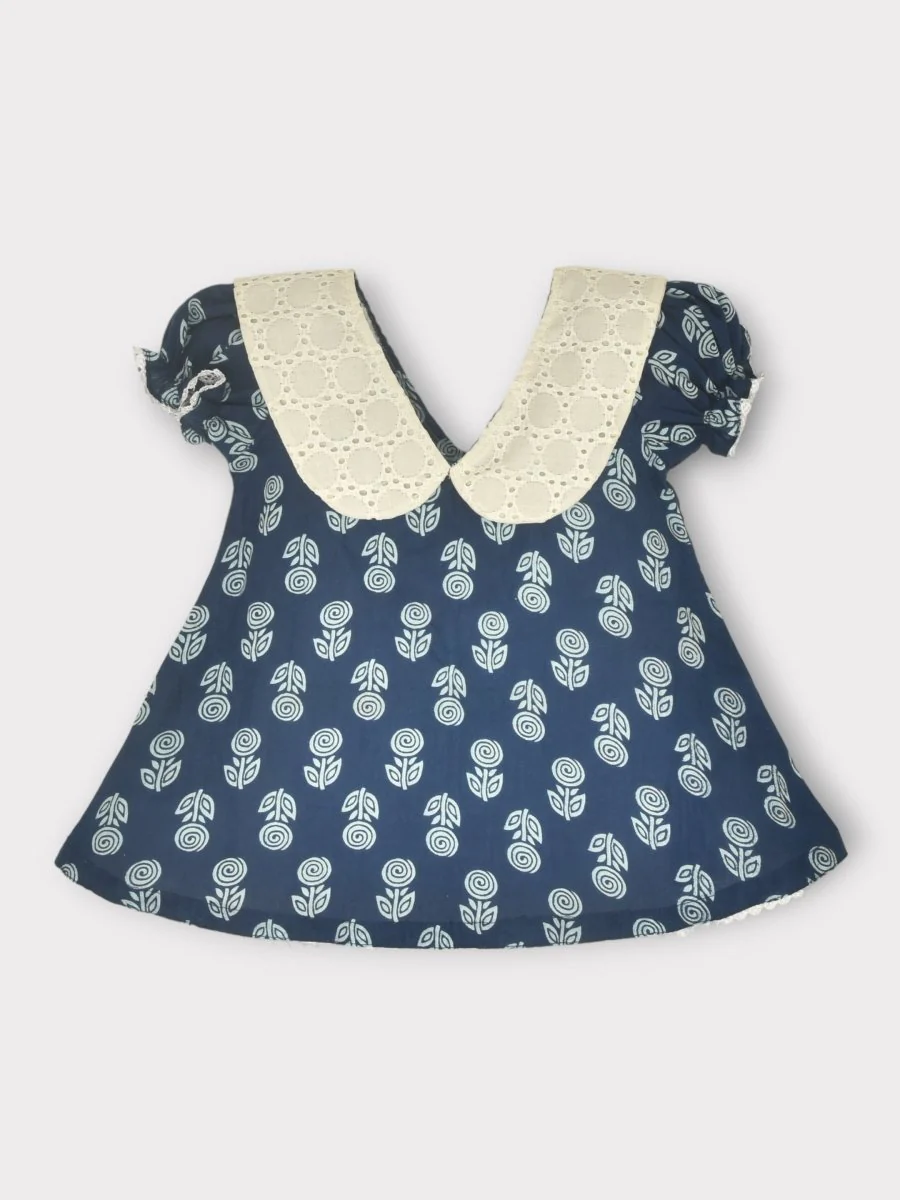 Indigo Pure Cotton Printed Baby Dress Combo-Set of 2 - Image 12