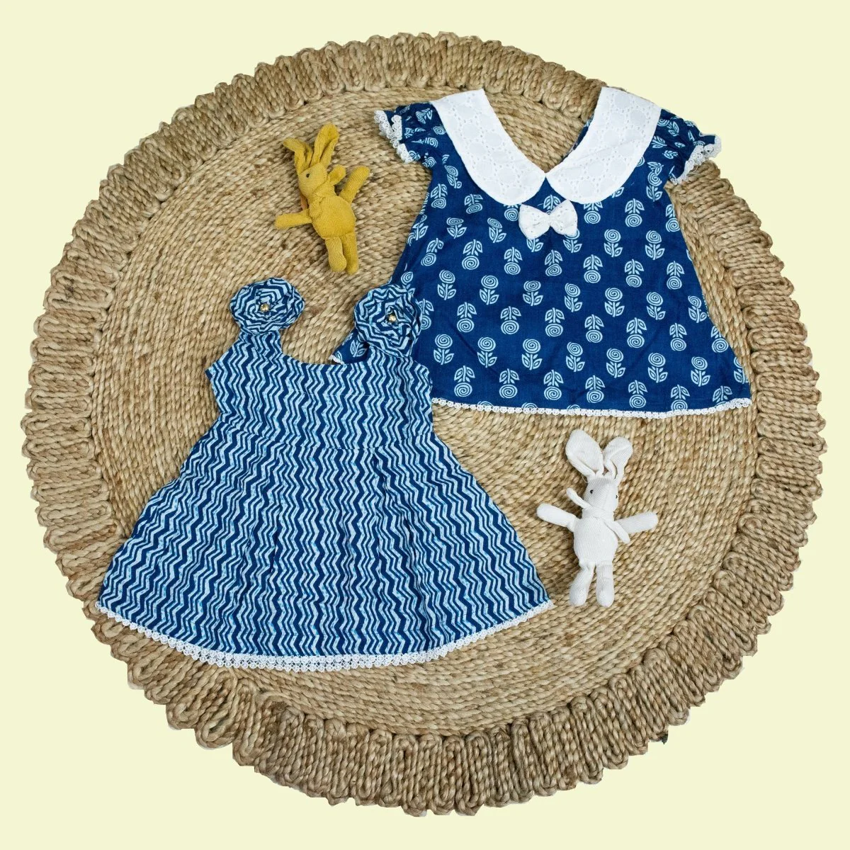 Indigo Pure Cotton Printed Baby Dress Combo-Set of 2 - Image 21