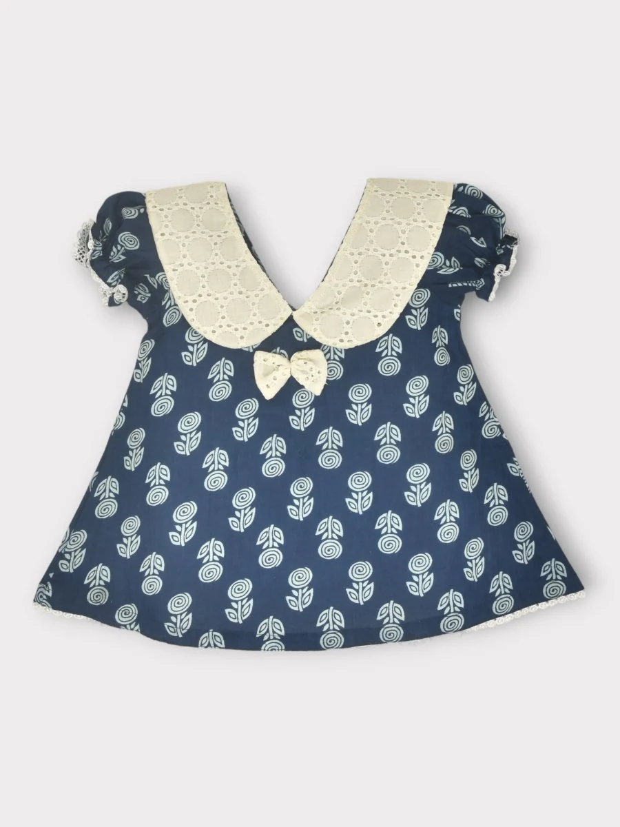 Indigo Pure Cotton Printed Baby Dress Combo-Set of 2 - Image 8