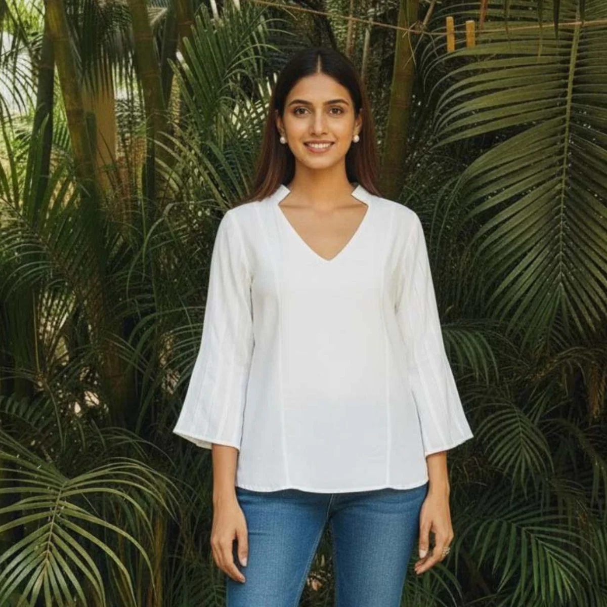 Ivora White Tencel Top For Women