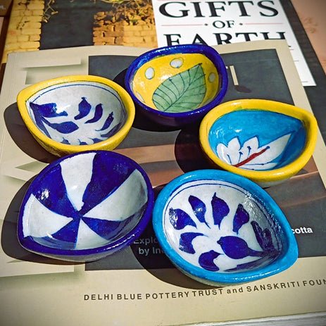 Jaipur Blue Pottery Re-usable Diyas - Set of 5 - Image 2
