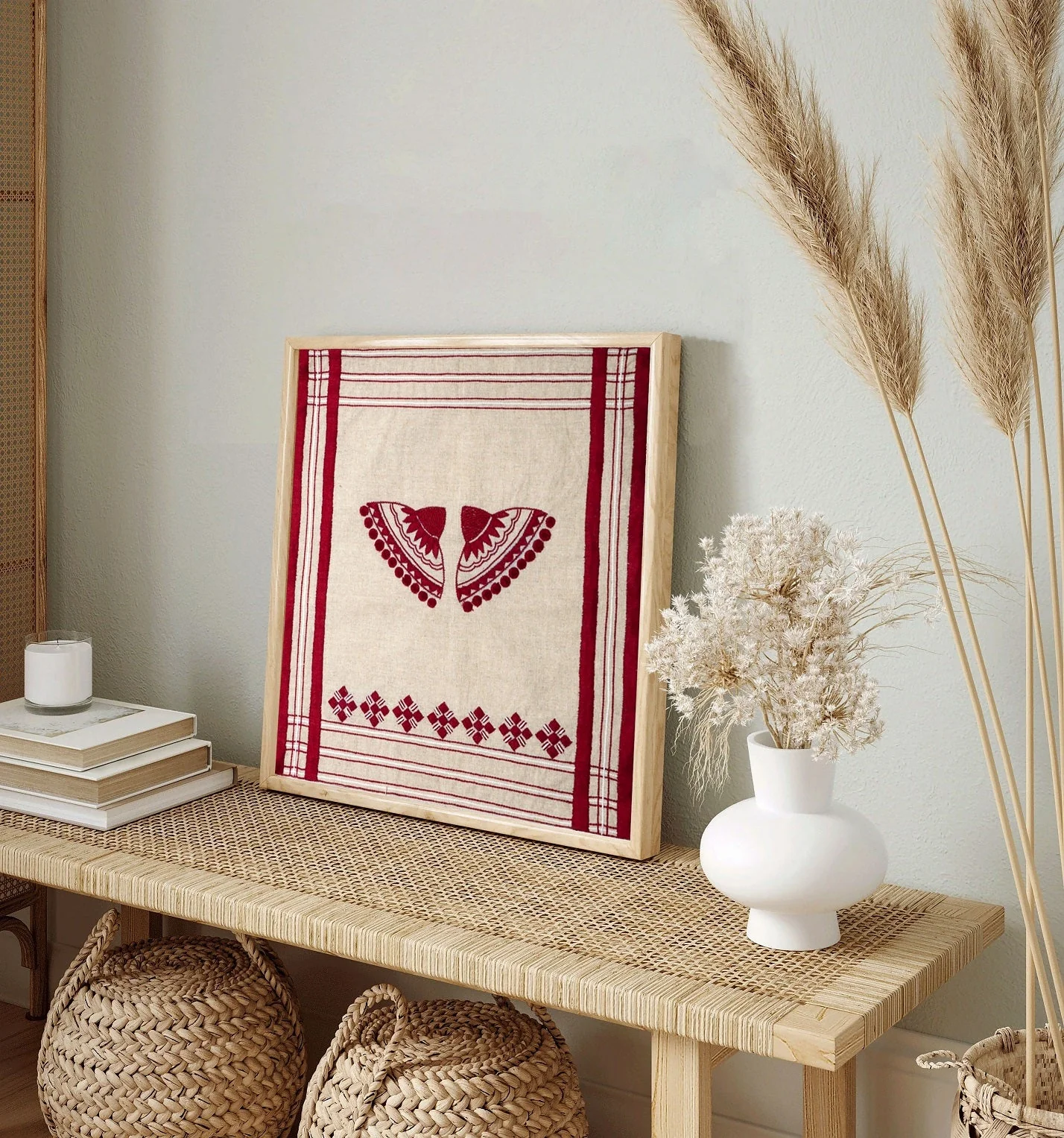 Japi Fabric Wall Art – 15 x 17 Inches | Handcrafted Textile (Unframed)