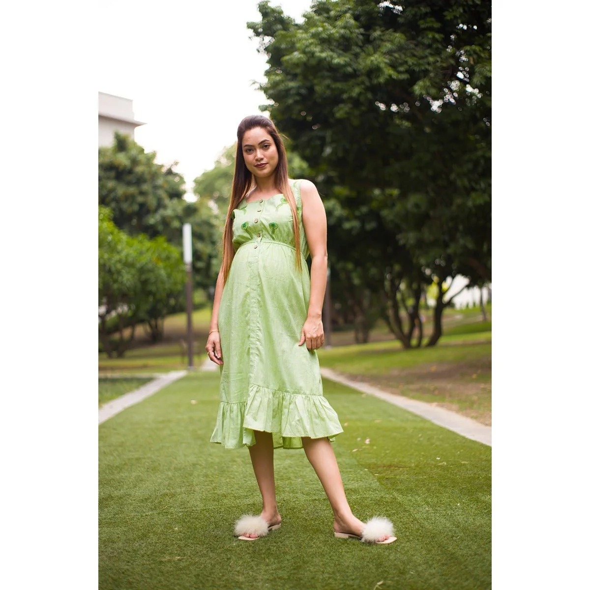 Jazzy Jellyfish Cotton Maternity Dress for Women