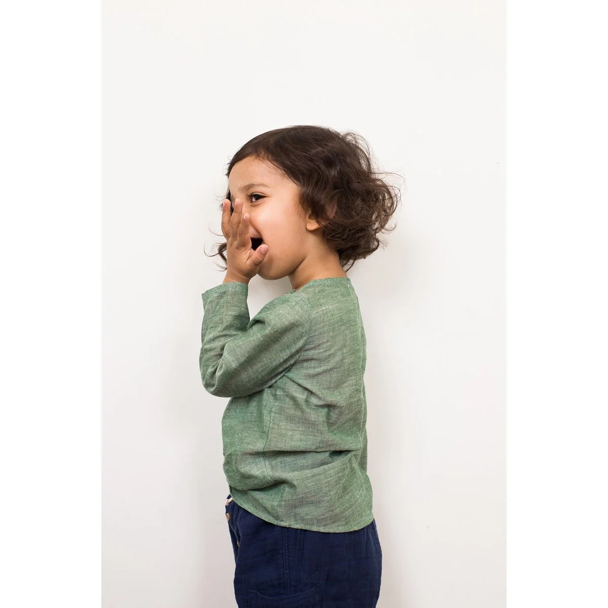 Jovial Jellyfish Shirt | Olive Green Cotton Shirt for Boys - Image 2