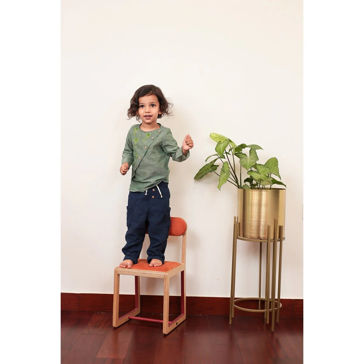 Jovial Jellyfish Shirt | Olive Green Cotton Shirt for Boys - Image 3