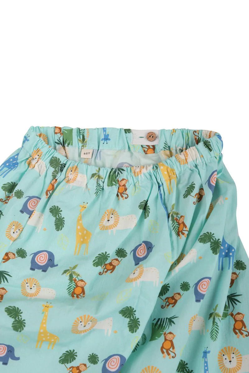 100% Cotton Jungle Jammies Kids Collar Night Suit Set - Image 5