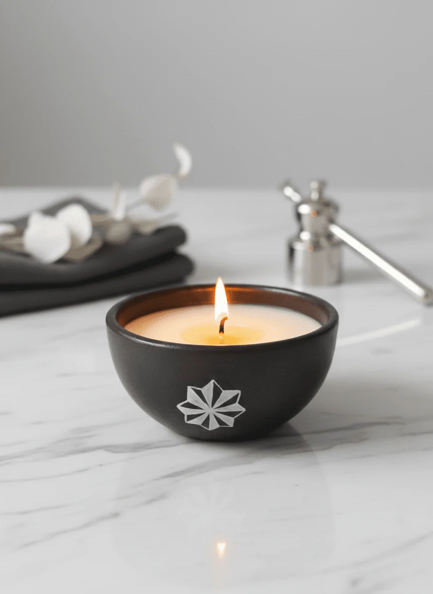 Kaavi Deep Black Clay Candle | Handcrafted Kaavi Art 1-Wick Candle
