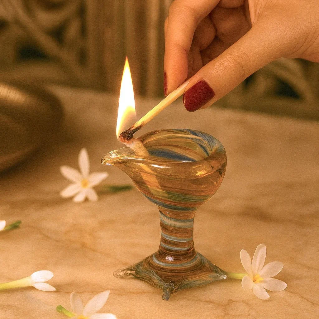 Kalyani Jyot – Art Glass Puja Diya Handcrafted Deep