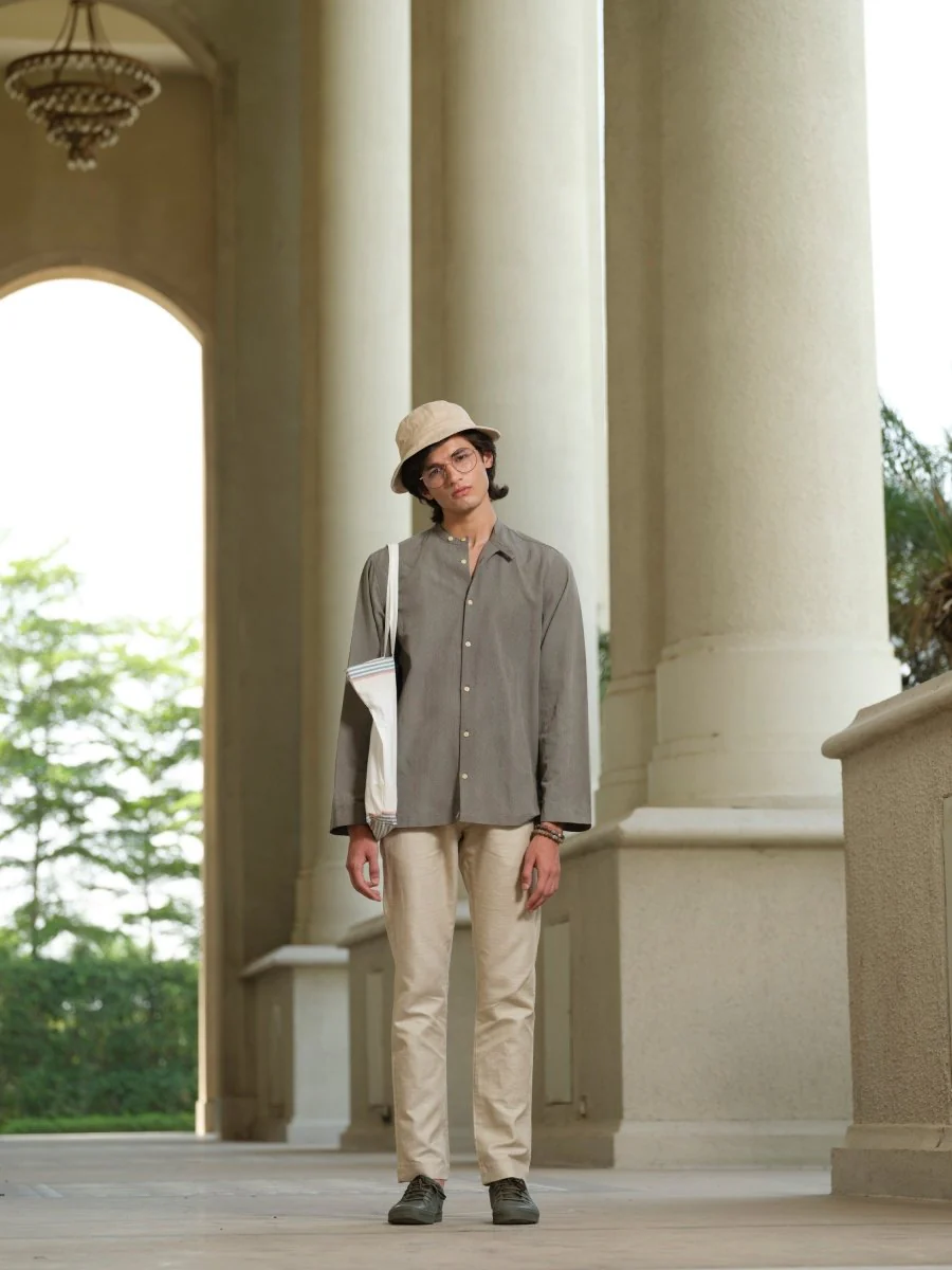 Kamanam - Grey Full Sleeve Bamboo Linen Cotton Shirt - Image 2