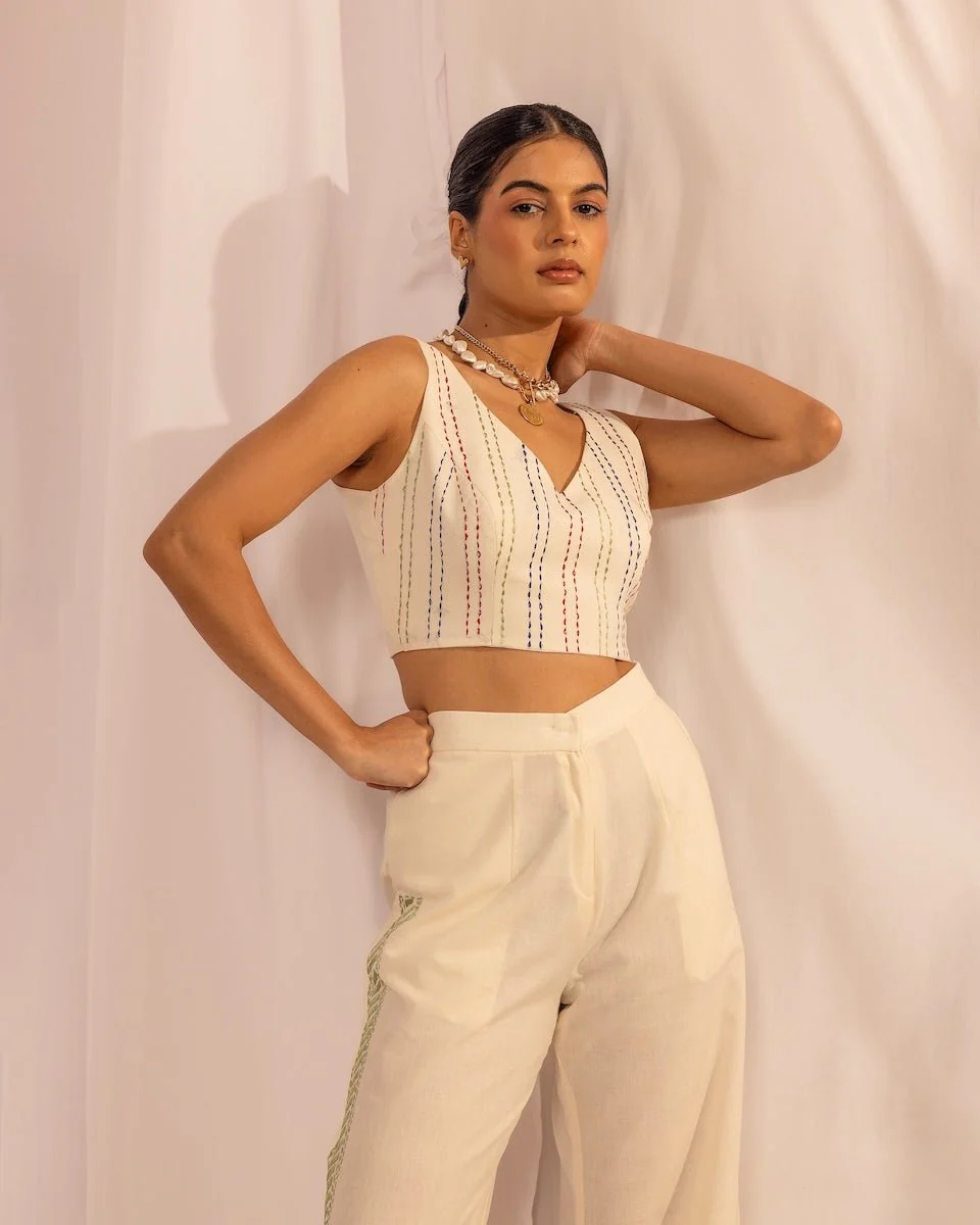 Handmade Kantha Crop Top – Sustainable Quilted Cotton Wear - Image 5