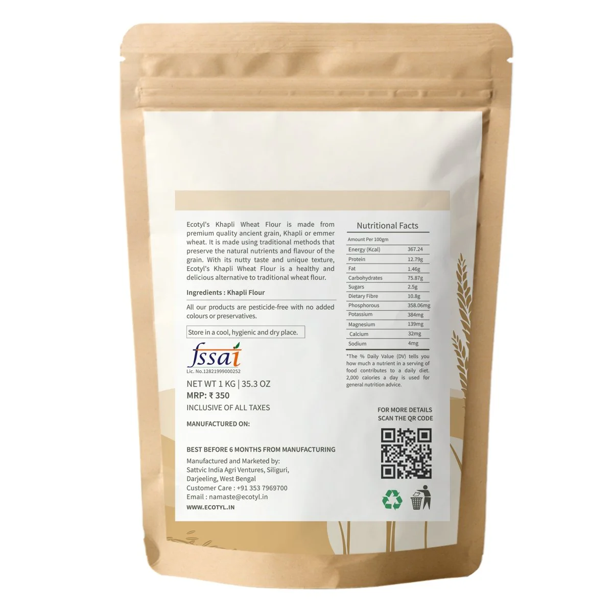 Khapli Atta | Emmer Wheat | Low Gluten | 1kg - Image 6
