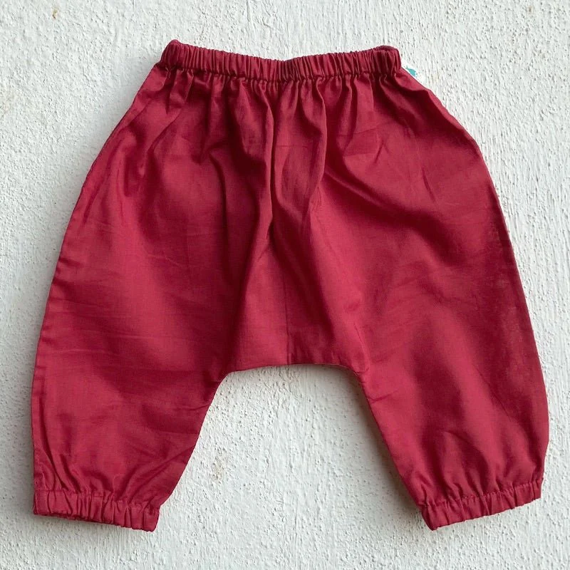 Kids Unisex Organic Cotton Koi Peach Jhabla with Red Pants - Image 3