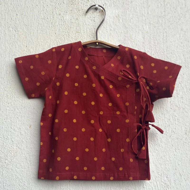 Kids Unisex Organic Cotton Madder Raidana Print Angrakha Top and Pants - Image 3