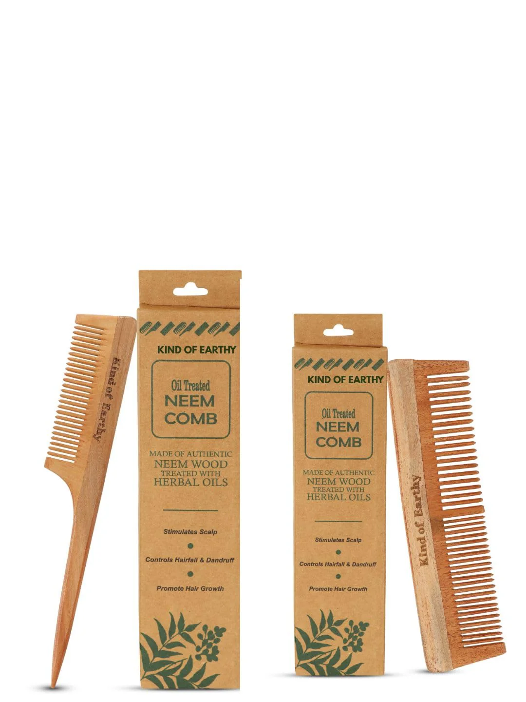 Kacchi Neem Comb Pack of 2 | Handcrafted Neem Wood Hair - Image 3