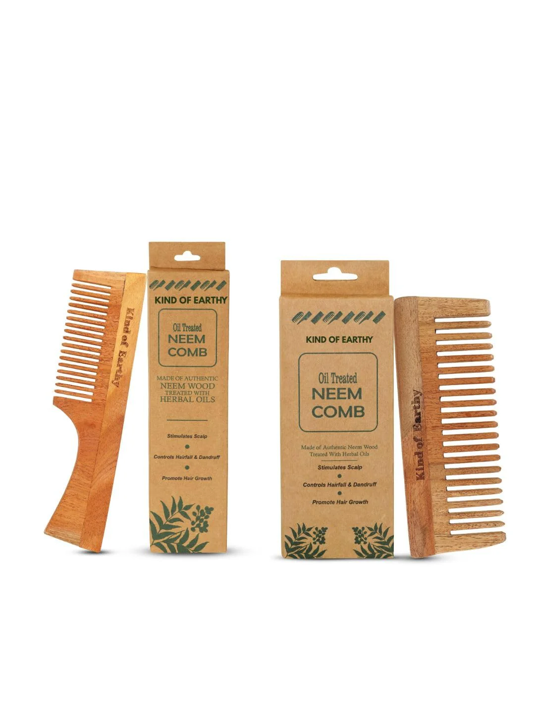 Kacchi Neem Comb Pack of 2 | Handcrafted Neem Wood Hair - Image 5