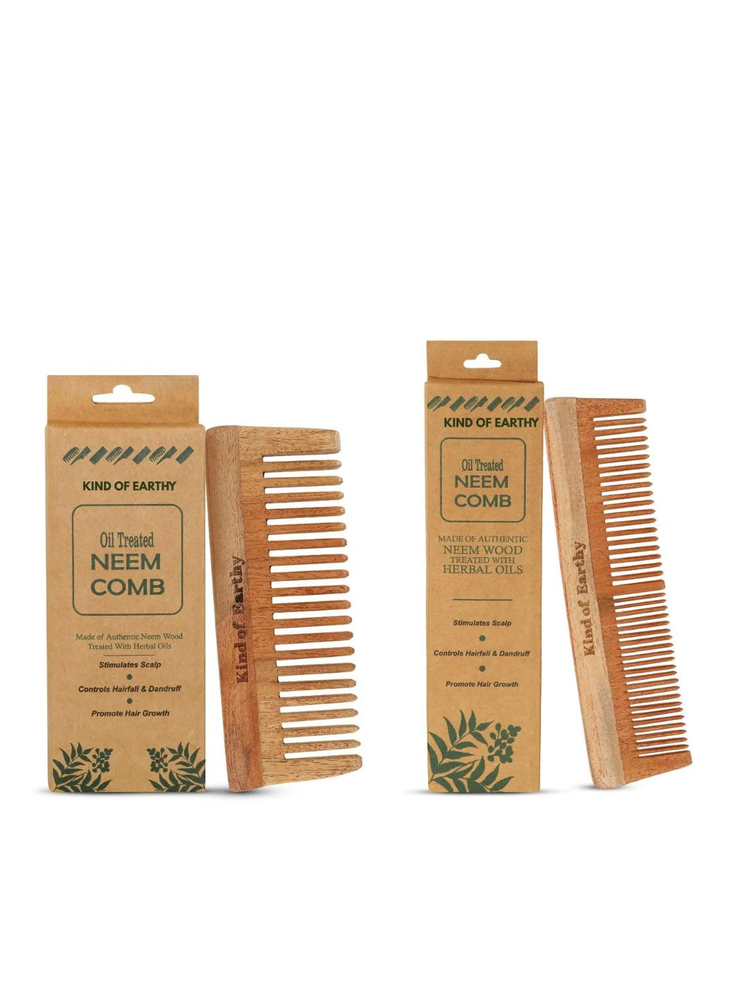 Kacchi Neem Comb Pack of 2 | Handcrafted Neem Wood Hair - Image 6