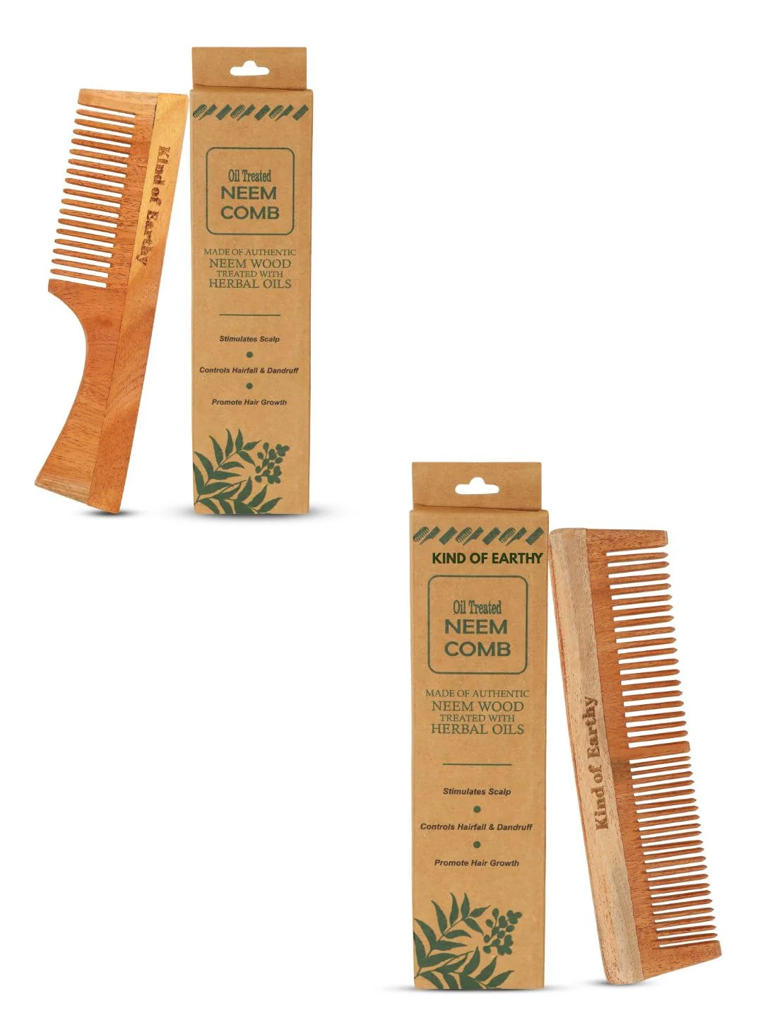 Kacchi Neem Comb Pack of 2 | Handcrafted Neem Wood Hair - Image 7