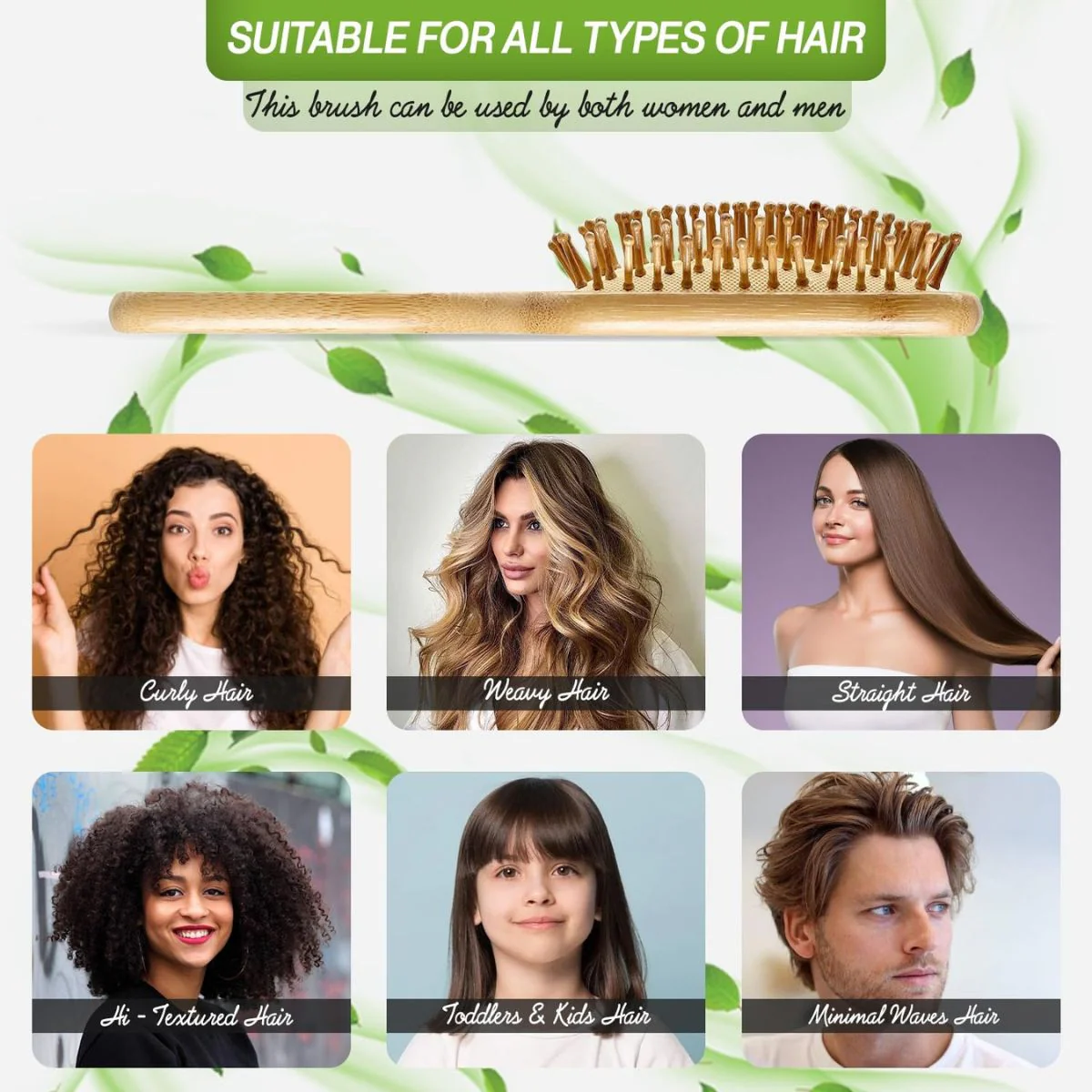 Kids Bamboo Paddle Hairbrush | Gentle Bamboo Pins for Easy Detangling - Image 3
