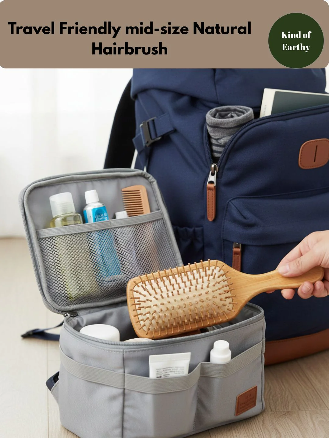 Mid-Size Bamboo Paddle Hairbrush | Travel-Friendly Eco Hairbrush - Image 2