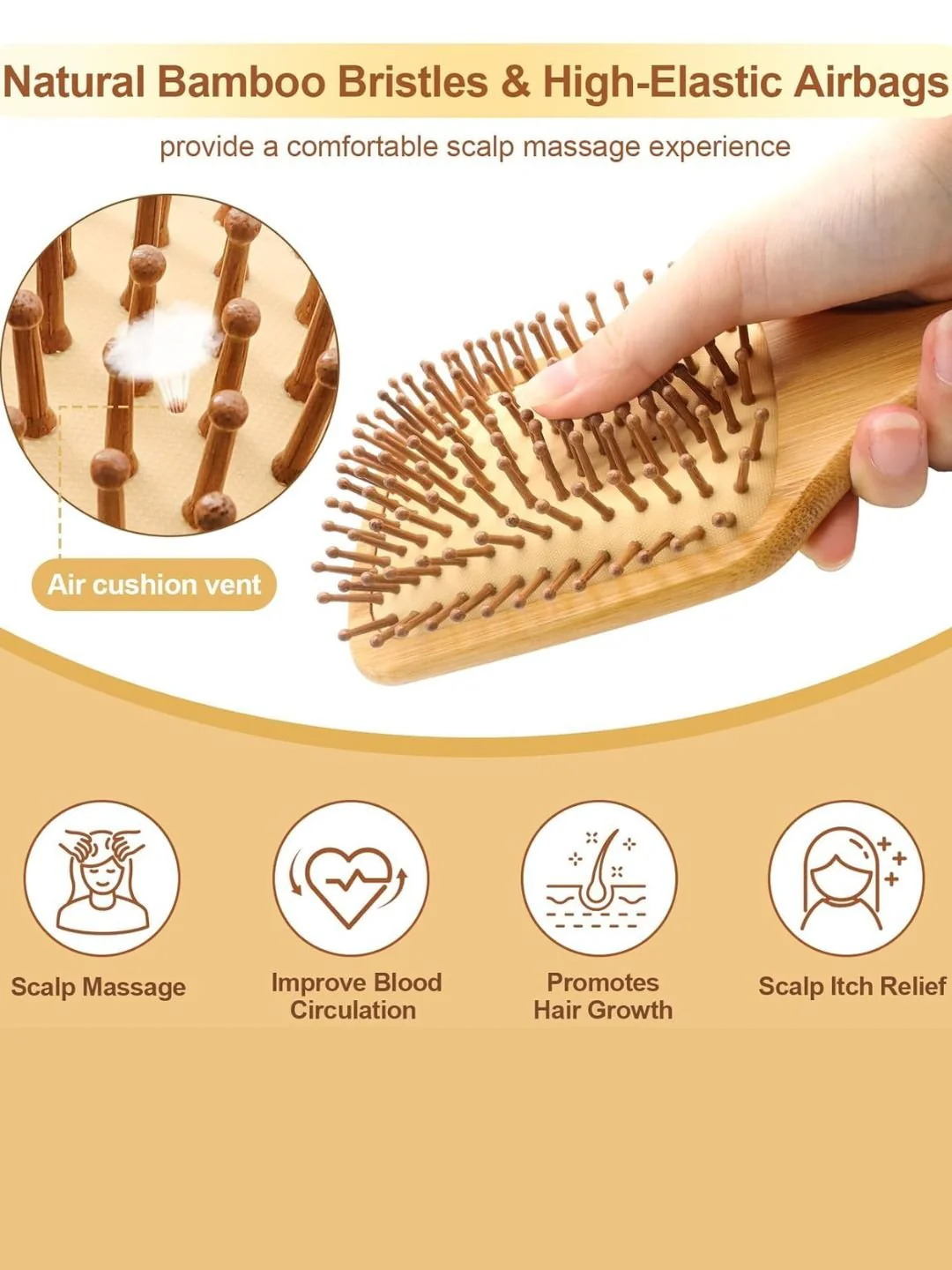 Mid-Size Bamboo Paddle Hairbrush | Travel-Friendly Eco Hairbrush - Image 4
