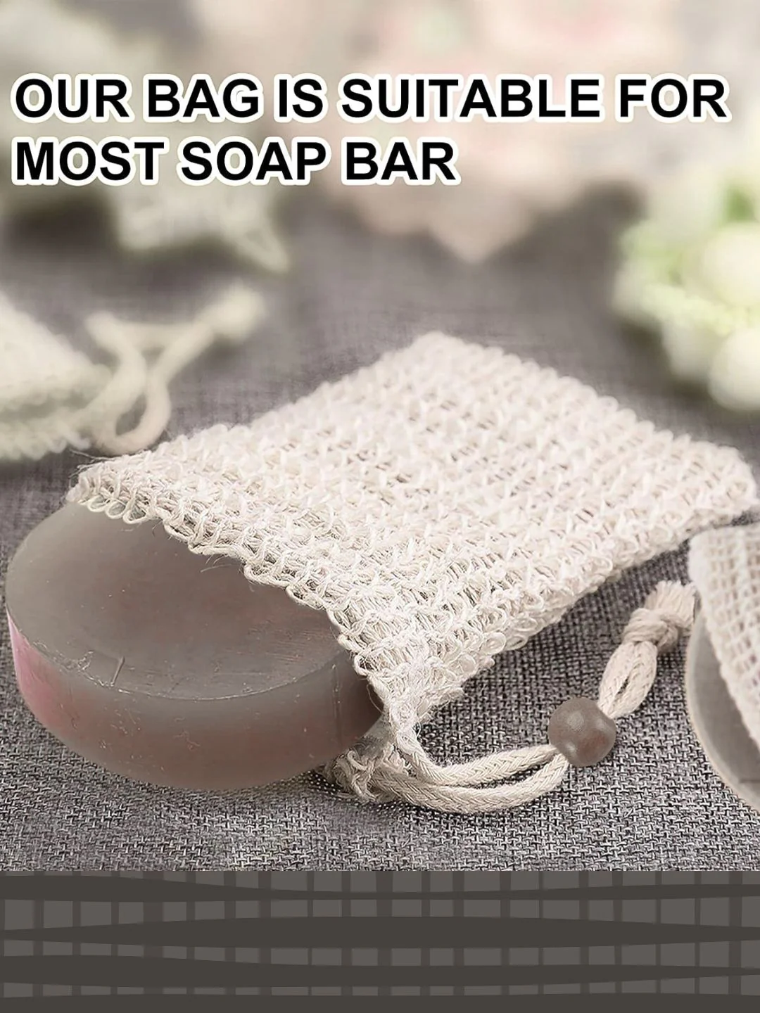 Ramie Soap Saver Pouch Pack of 2 | Natural Fibre Soap Bags - Image 2
