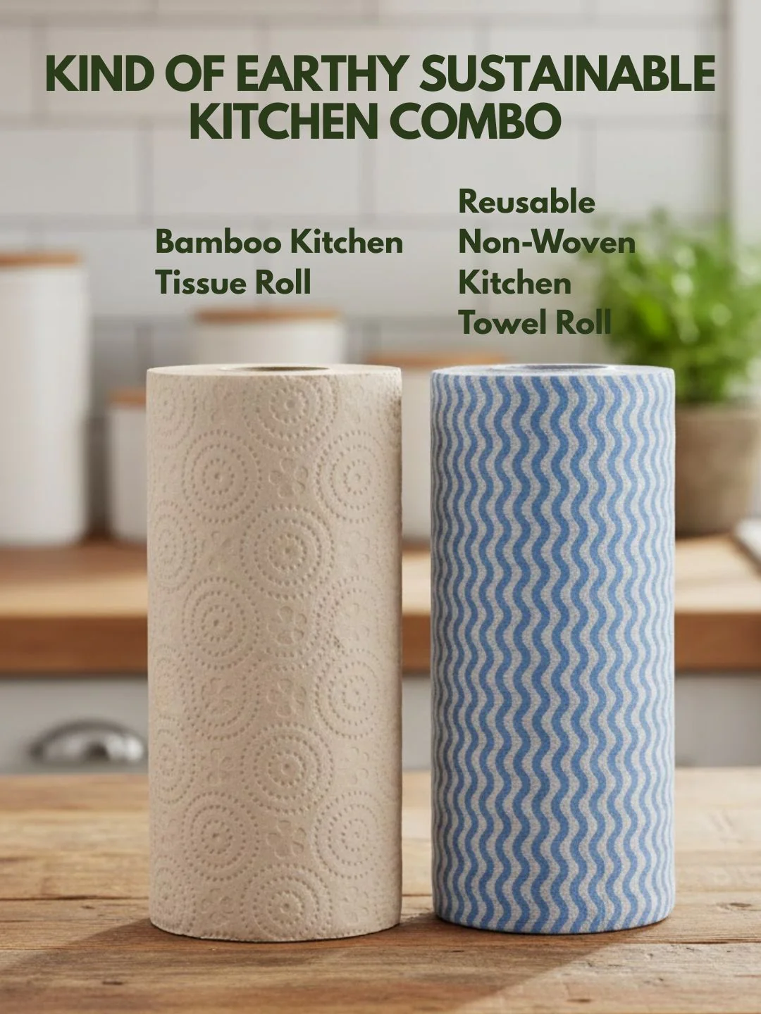 Reusable Kitchen Towel Roll & Bamboo Tissue Roll - Image 2