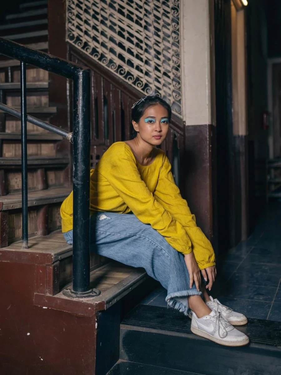 Knot Me Up | Yarn Dyed 100% Cotton | Mustard Yellow Deep Back Top with Bow - Image 8