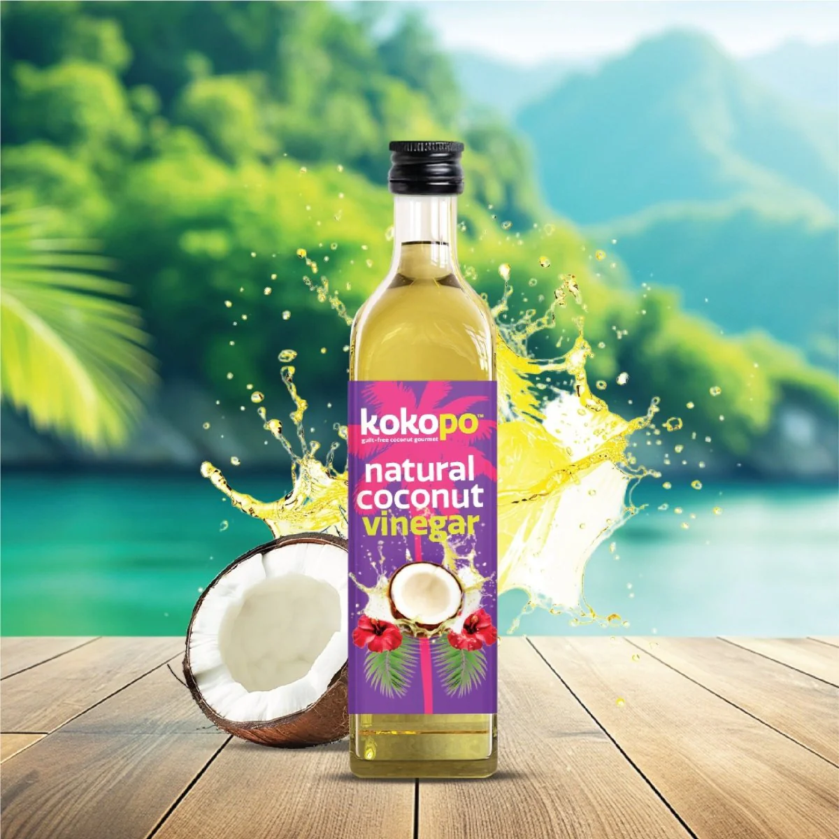 Natural Coconut Vinegar – Raw, with Probiotic “Mother”, Gut-Friendly