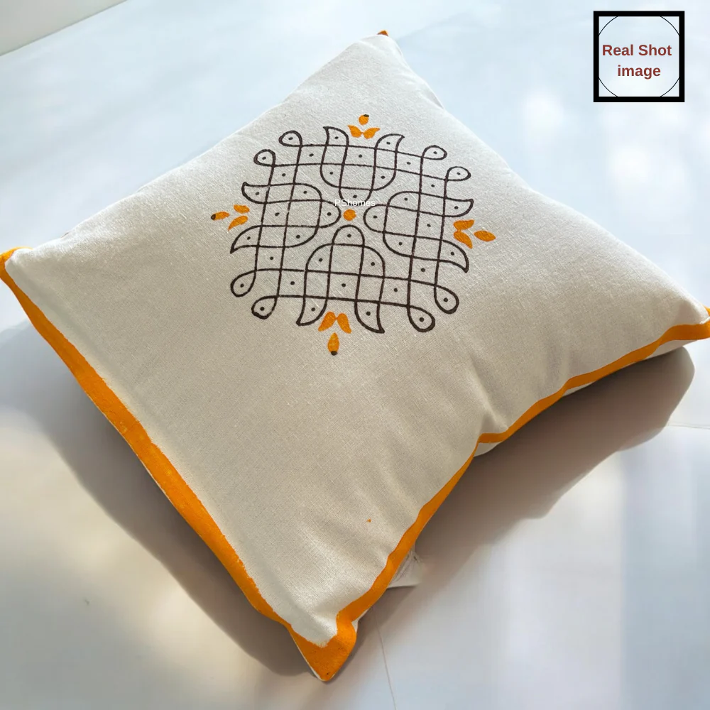 Handblock Cotton Cushion Covers with Zipper - Set of 4 - Image 3
