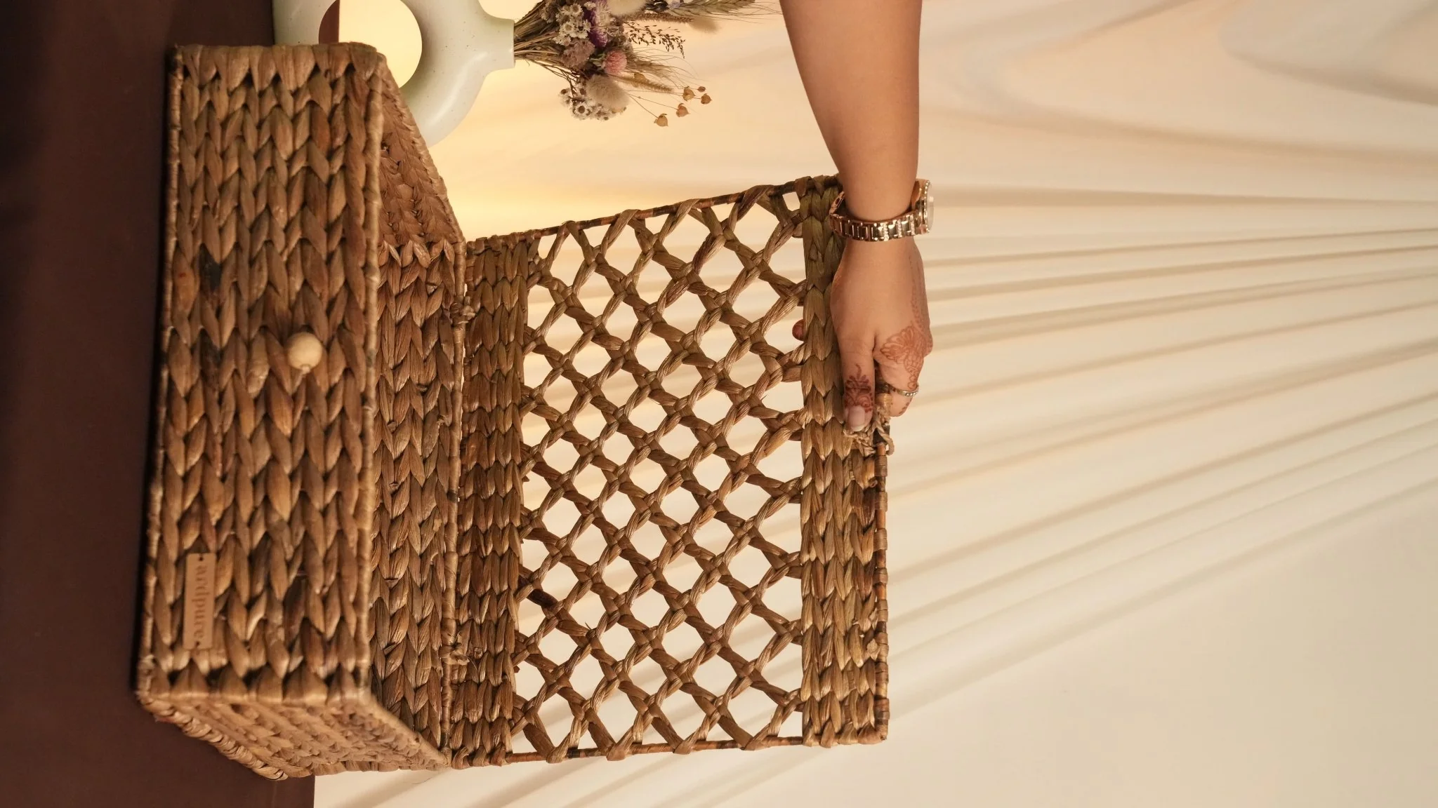 Kosh Star Wicker Box | Handcrafted Water Hyacinth Storage Box - Image 3
