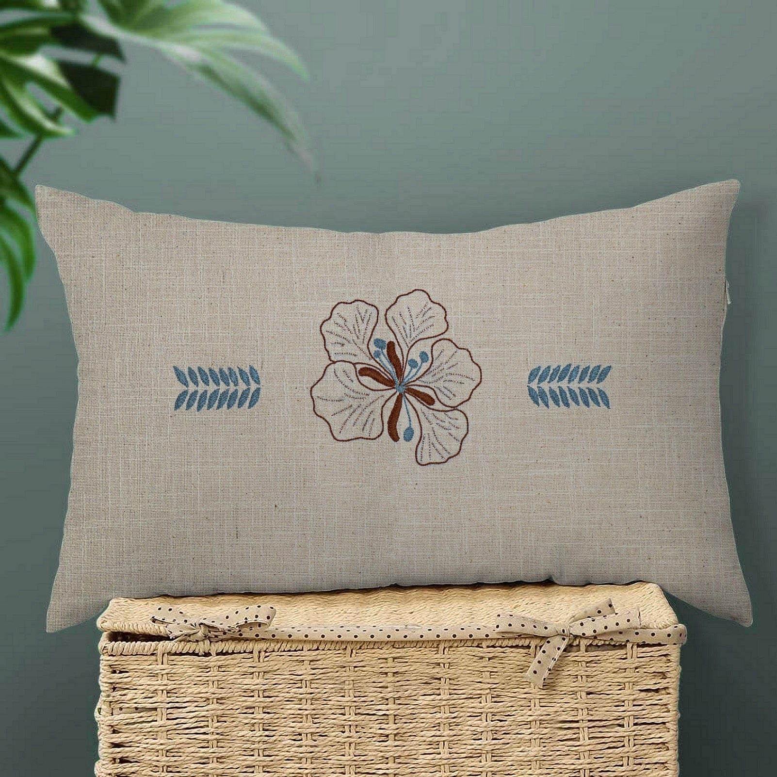 Krishnasura Cushion Cover | Hand-Embroidered Cotton Decorative Cushion - Image 3