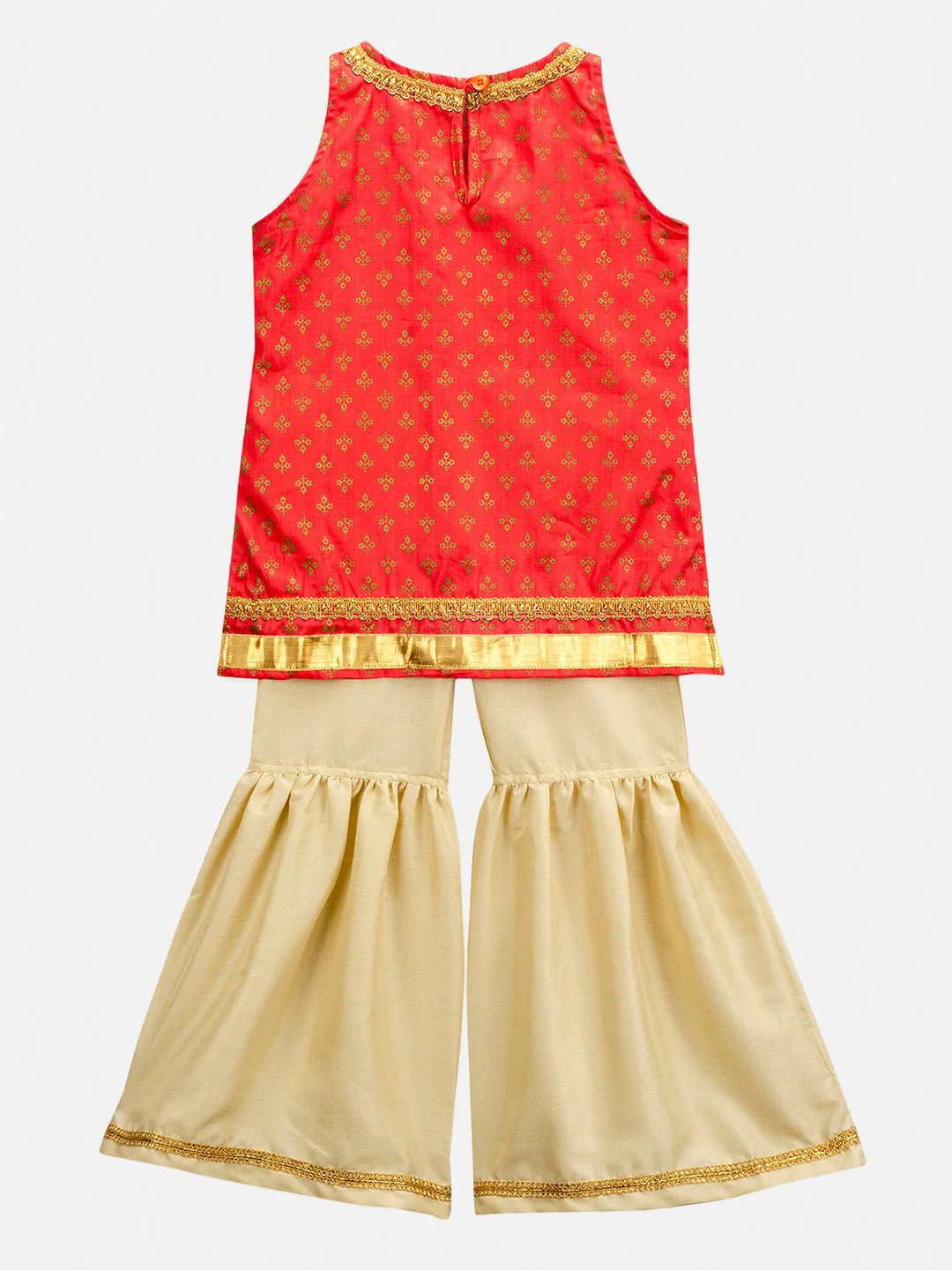 Girls cotton silk Kurta with linen gharara set for Kids - Image 2