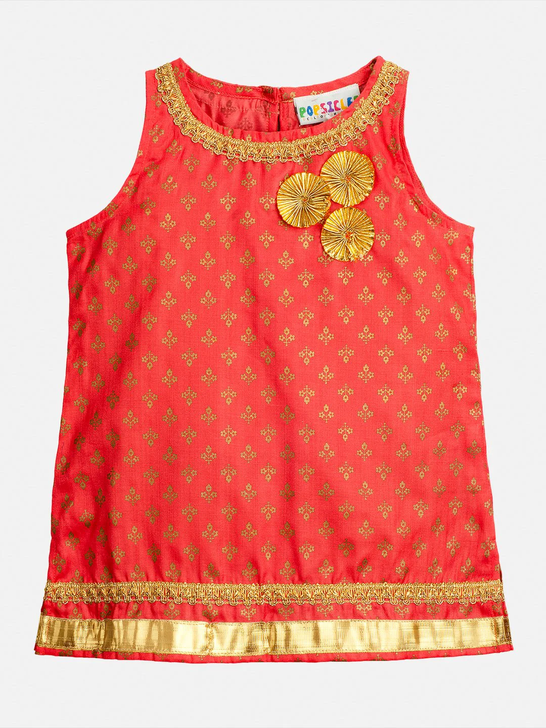 Girls cotton silk Kurta with linen gharara set for Kids - Image 4