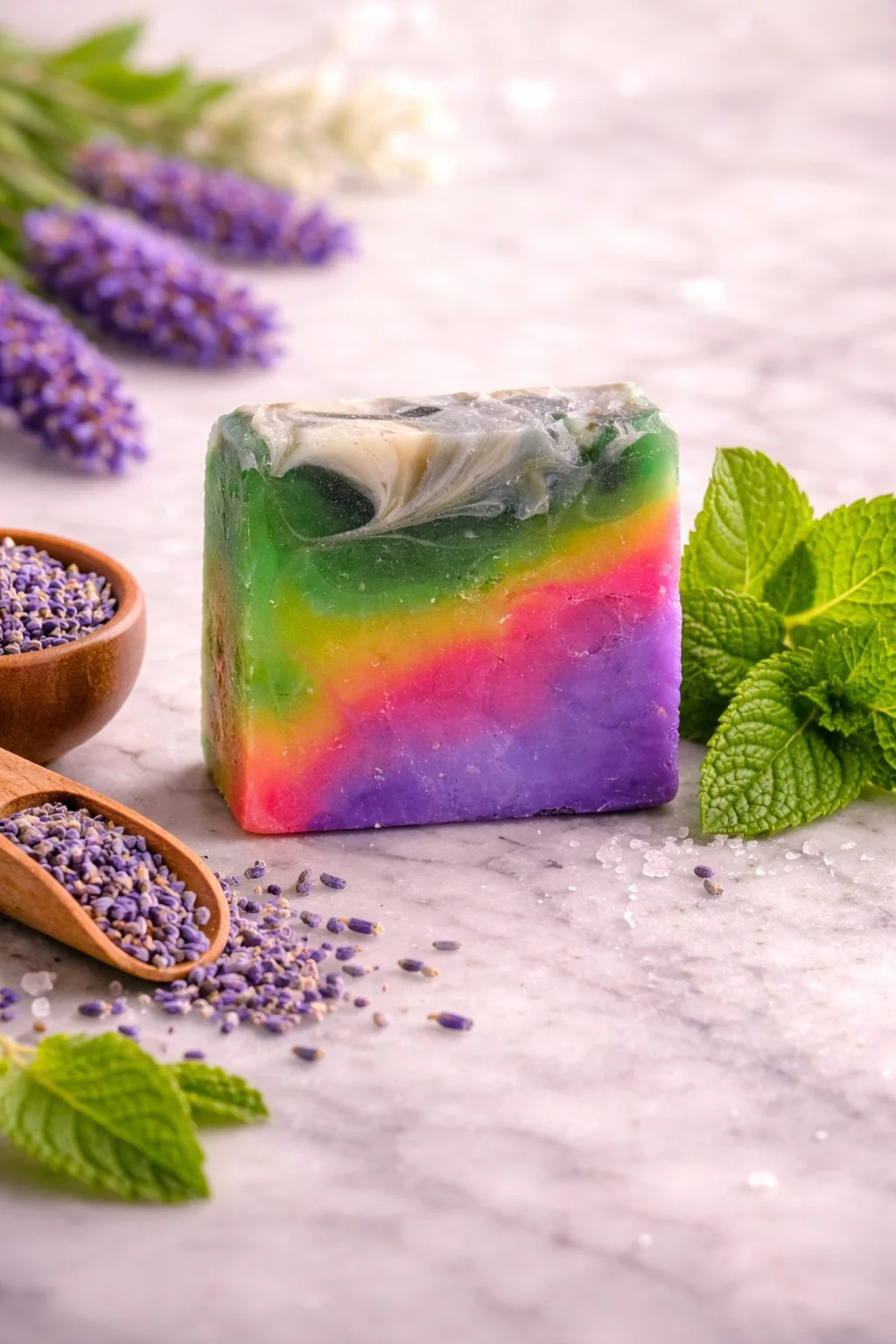 Lavender & Mint Handmade Soap | Refreshing Bath Bar | 120g - Image 2