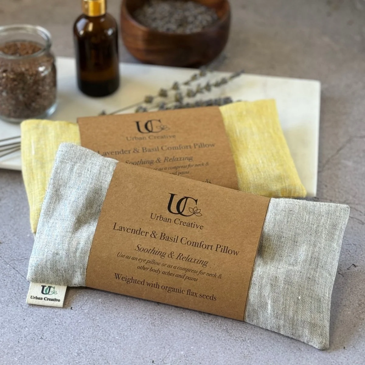 Eye Pillow/ Hot Cold Compress - Lanvender, Basil & Flax Seed filling - Image 3