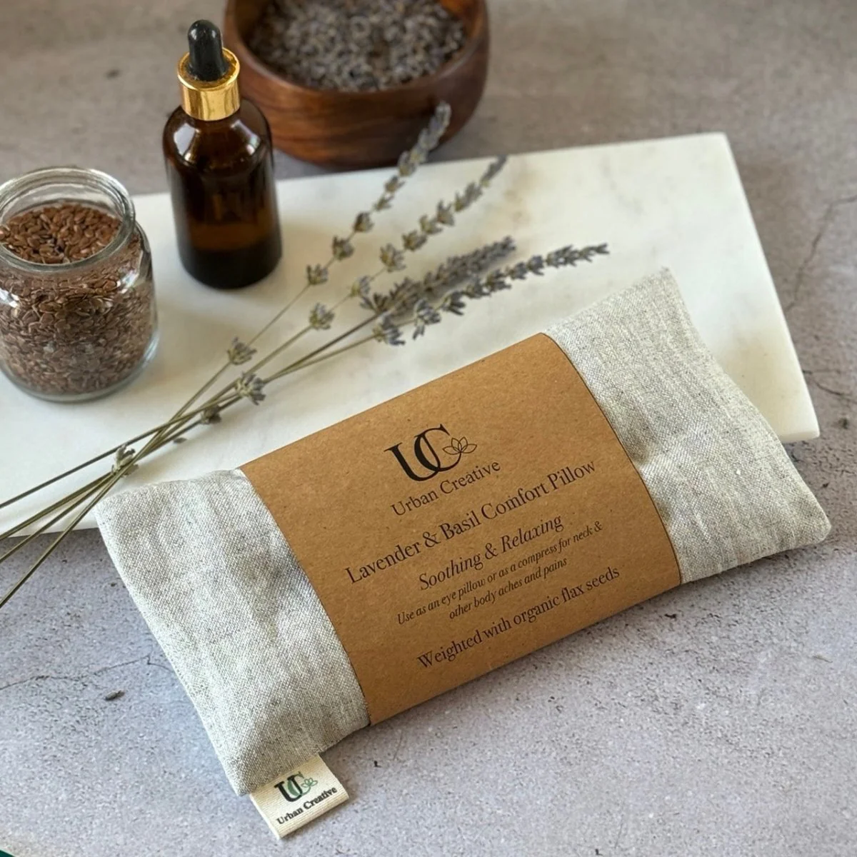 Eye Pillow/ Hot Cold Compress - Lanvender, Basil & Flax Seed filling - Image 5