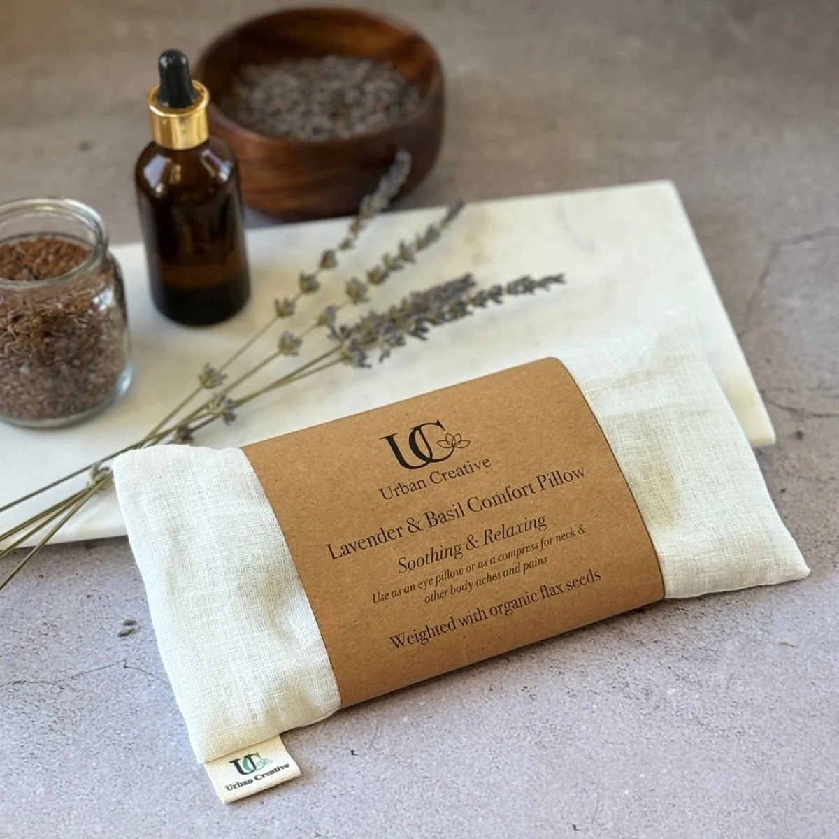 Eye Pillow/ Hot Cold Compress - Lanvender, Basil & Flax Seed filling - Image 6
