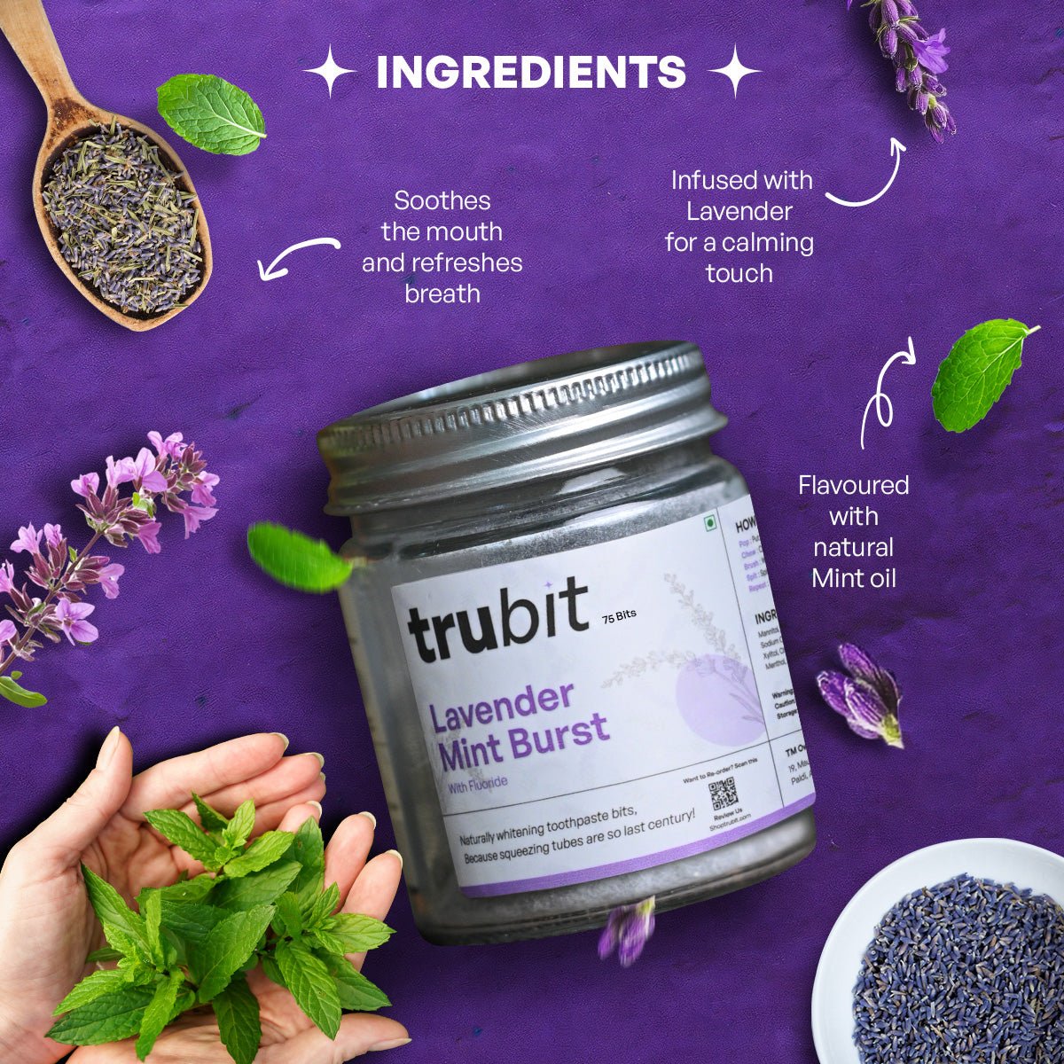 Lavender Mint Burst | Herbal Oral & Body Care | Refreshing & Natural | 75 Tablets - Image 4
