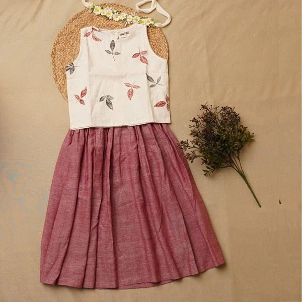 Cotton Ethnicwear Set for girls | Crop Top with Long Skirt