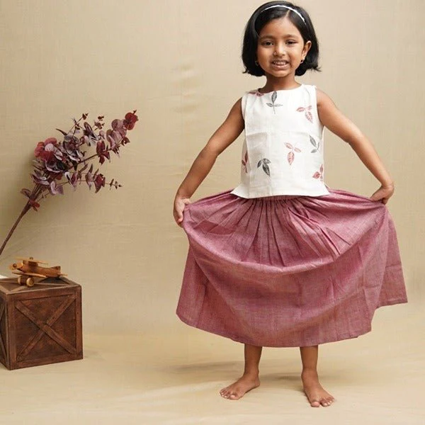 Cotton Ethnicwear Set for girls | Crop Top with Long Skirt - Image 2