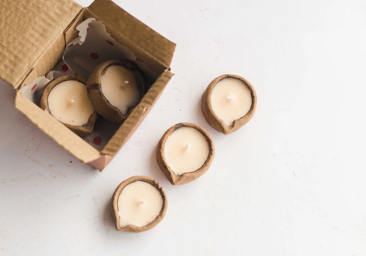 Lemongrass Scented Soy Wax Cowdung Diyas- Set of 5 - Image 3
