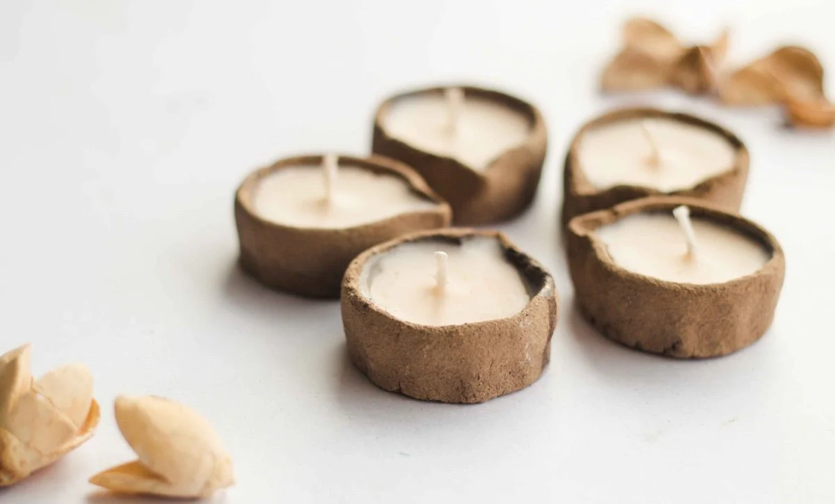 Lemongrass Scented Soy Wax Cowdung Diyas- Set of 5 - Image 9