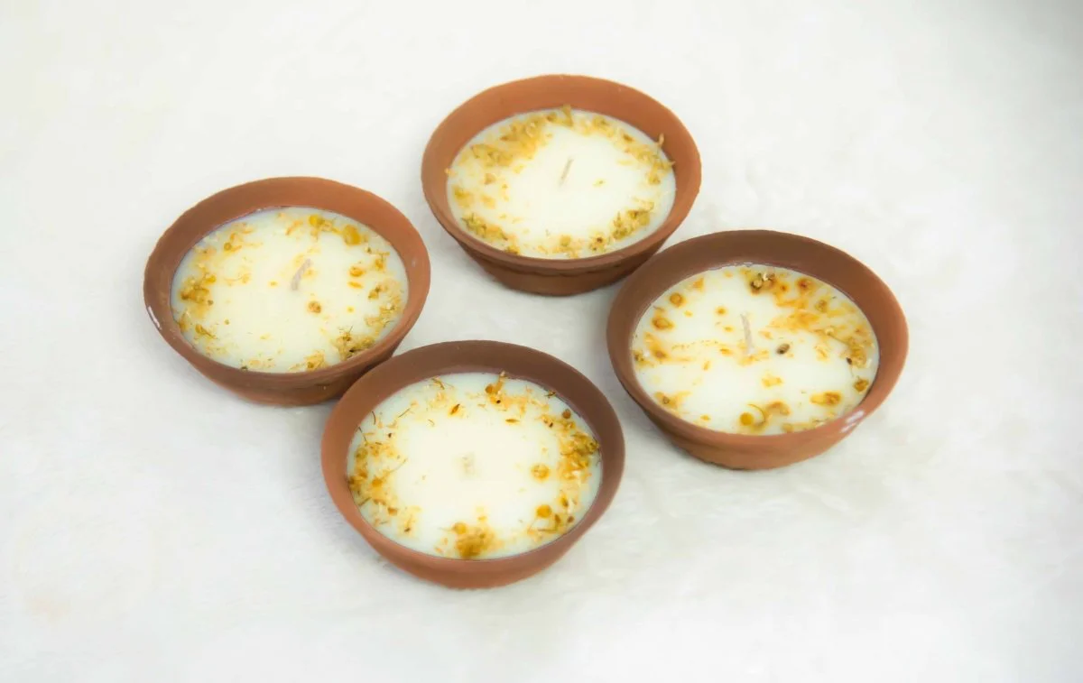 Lemongrass Terracotta Diyas -Set of  4 - Image 2